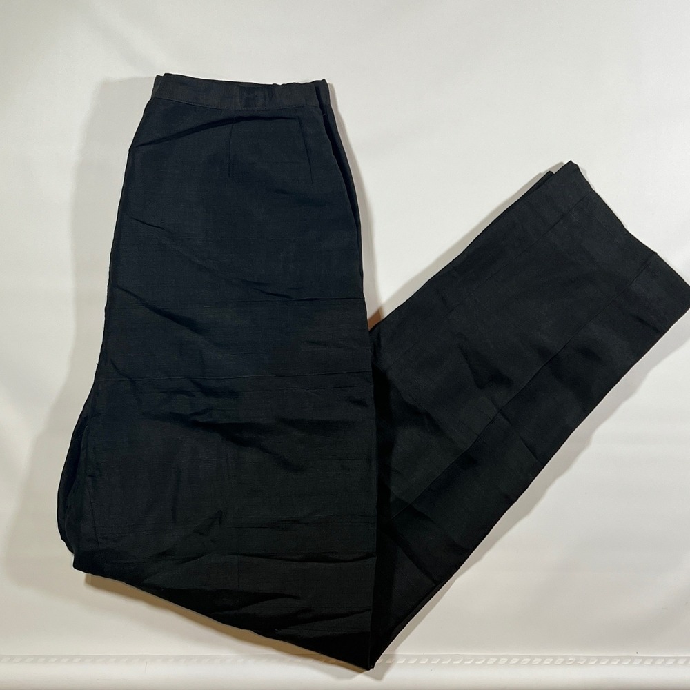 VTG Evan-Picone Silk Trousers Womens Small Black High Waist Tapered Dress Pants